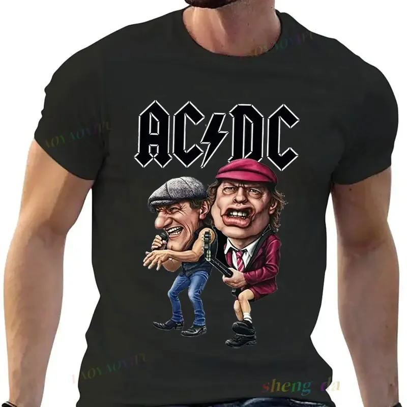 Playera 록 밴드 AC DC 티셔츠 캐주얼웨어 남자 반팔 티셔츠 재미 있은 패션 음악 인쇄 맞춤형 남여상의