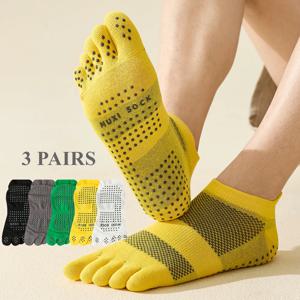 3 쌍 남성 발가락 양말 그립 미끄럼 방지 다섯 손가락 양말 여름 메쉬 고품질 면화 발목 양말 미끄럼 방지