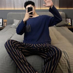 여름 니트 격자 무늬 쿨 남성 잠옷 잠옷 캐주얼 Pjs 라운지 세트 남성 잠옷 Nightwear Pijamas Homewear Fashion 3