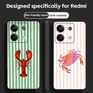 해양생물, 게, 랍스터  Redmi Note 14 13 12 11 Pro Plus S 5G 14C A3용 소프트 블랙 폰 케이스
