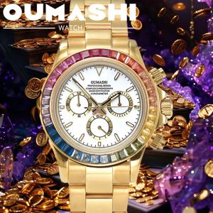 39mm 남성용 럭셔리 컬러 보석 시계 새로운 크로노 그래프 남성용 방수 기계식 시계 사파이어 7750 / 4613D 무브먼트 시계