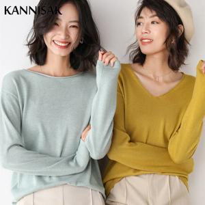 2025 봄 가을 여성 스웨터 솔리드 니트웨어 한국 루즈핏 여성 베이직 캐주얼 점퍼 스트레치 풀오버 스카이 블루 핑크 스웨터