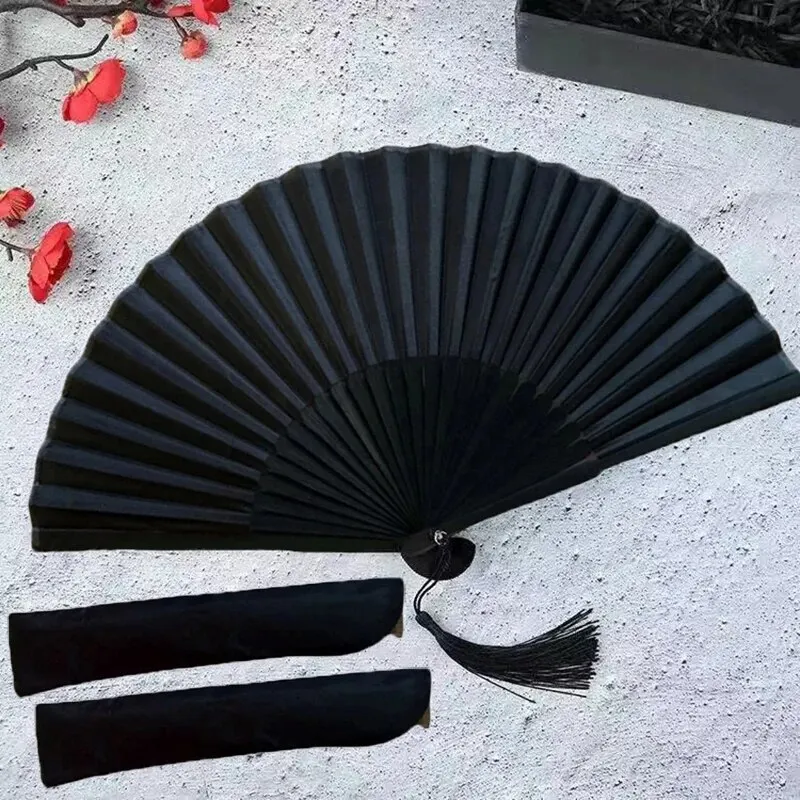 검은 손 팬 빈티지 접는 팬 웨딩 파티 호의 용품 댄스 홈 파티 접는 장식 팬
