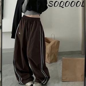 Y2K 여성 카고 바지 빈티지 streetwear 헐렁한 넓은 다리 운동복 캐주얼 drawstring 특대 주머니 기술 패션 바지