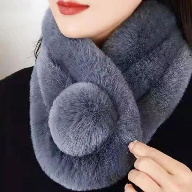 여성용 토끼 모피 스카프, 따뜻한 부드러운 모피 스카프, 캐주얼 여성 레이디, 야외 목 따뜻한 칼라, 66cm, 신제품