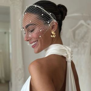 Boda Velo Novia 매력적인 웨딩 새장 베일, 파티 머리띠 베일, JM20 배 비즈, 신부 새장 베일 액세서리