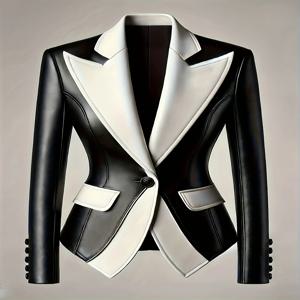 여성용 공식 Colorblock 블레이저 턴 다운 칼라 PU 가죽 블레이저 싱글 버튼 슬림 겉옷 가을 Office Lady Short Coat