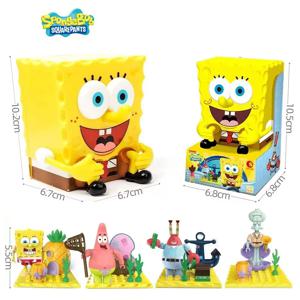 4pcs SpongeBob SquarePants 수제 인형 만화 장식 패트릭 스타 Abs Krabs Squidward Tentacles 그림 어린이 장난감 선물