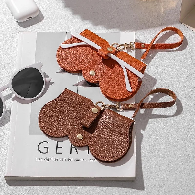 리치 양각 안경 커버, 귀여운 걸이식 PU 가죽 선글라스, 독서 안경 보관 가방, 휴대용 여행용 안경 거치대