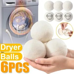 6Pcs 재사용 가능한 양모 건조기 공 의류 연화제 세탁 양털 건조기 공 키트 홈 의류 건조기 세탁기 3/4/5/6/7cm