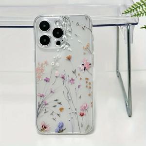 투명하고 화려한 꽃무늬 아이폰 16 15 14 13 12 11 Pro Max XS X XR 16E 7 8 Plus 13 Mini 충격 방지 소프트 케이스