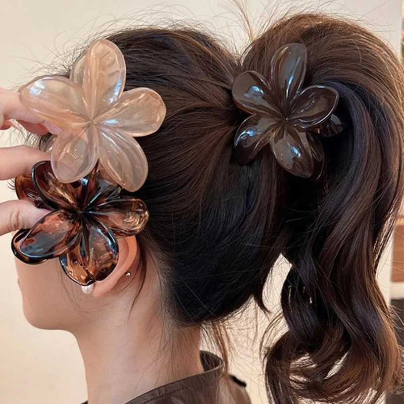 여자의 계란 꽃 머리 발톱 클립 크랩 모양의 경량 플라스틱 헤어 클립 대형 머리핀 포니 테일 패션 헤어 액세서리
