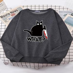 부엌칼 검은고양이 뭐야? 여성 운동복 하라주쿠 캐주얼 Hoody 패션 느슨한 까마귀 부드럽고 따뜻한 빈티지 양털 여성상의