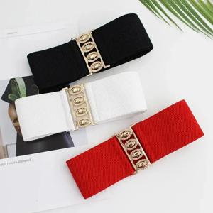 여성 벨트 패션 탄성 허리 커버 황금 버클 탄성 허리 클로저 드레스 코트 레이디 벨트와 짝을 이루는 다목적 와이드 벨트
