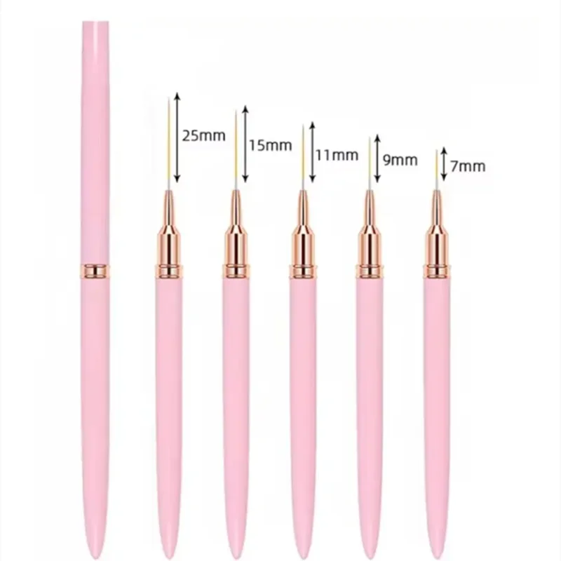5pcs 네일 아트 라이너 브러쉬 세트 UV 젤 네일 브러쉬 키트 프랑스어 스트라이프 라인 그림 그리기 꽃 펜 전문 매니큐어 도구