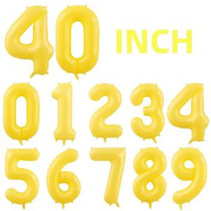 40 인치 숫자 풍선 1 2 3 4 5 6 7 8 9 0 아기 생일 축하 파티 풍선 오리 노란색 풍선 연령 100 일 헬륨 지원