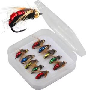 5 또는 10PCS 낚시 Grubs 인공 곤충은 빠른 싱킹 황동 구슬 머리 스커드 플라이 웜 송어 낚시 미끼를 미끼