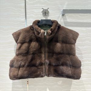 짧은 밍크 지퍼 조끼, 고급스러운 가을 겨울