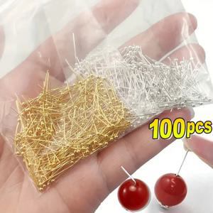 100Pcs 스테인레스 스틸 볼 핀 비즈에 대 한 실버 골드 도금 머리 핀 스레딩 쥬얼리 만들기 DIY 공예 수제 액세서리
