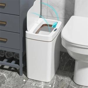 스마트 욕실 휴지통 자동 봉투 전자 휴지통 화이트 터치리스 슬림 스마트 센서 쓰레기통 스마트 홈 15L