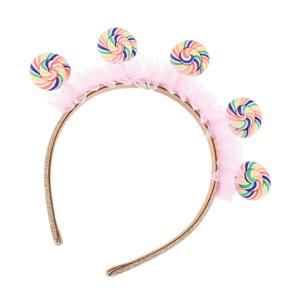 2Pcs 핑크 만화 롤리팝 탄성 어린이 Hairbands 소녀 머리띠 캔디 테마 어린이 파티 생일 놀이 공원