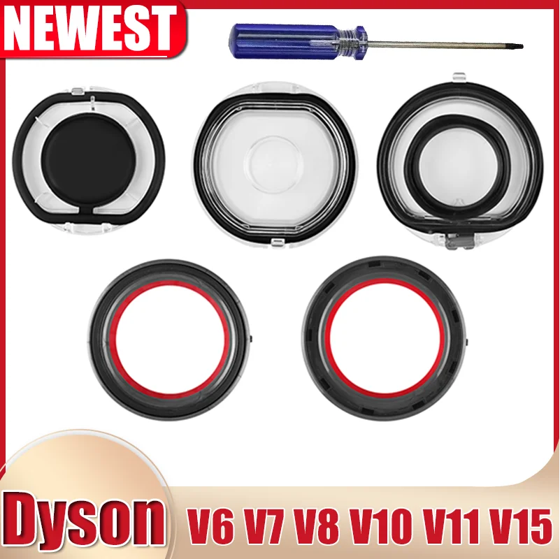 다이슨 V6 V7 V8 V10 V11 V15 진공 청소기 먼지 컵 교체 예비 부품 용 먼지통 상단 고정 씰링 링 및 기본 뚜껑
