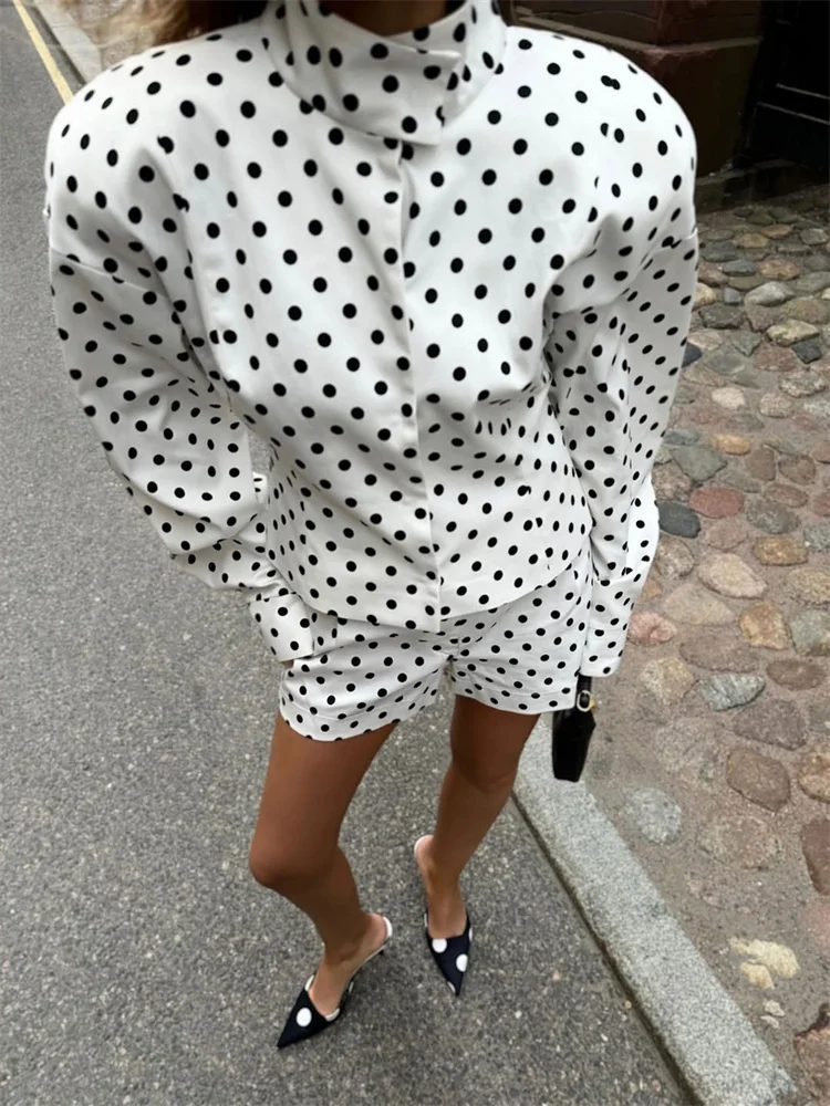 Tossy Fashion Commute 2 Piece-Set 여성용 반바지 긴 소매 패치 워크 대비 셔츠 코트 및 여성 반바지 의상 여름