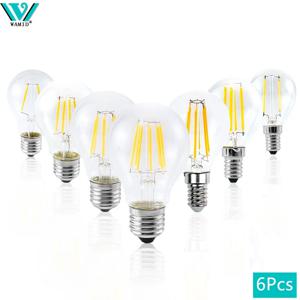 6pcs A60 G45 레트로 에디슨 유리 전구 E14 E27 2W 4W 6W 8W LED 전구 AC 220V 글로브 볼 전구 차가운/따뜻한 흰색 Lampada LED 램프