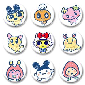 58mm Tamagotchi Mametchi Gozarutchi 라운드 브로치 배지 냉장고 자석 키 체인 거울 쥬얼리 액세서리 Kawaii 선물