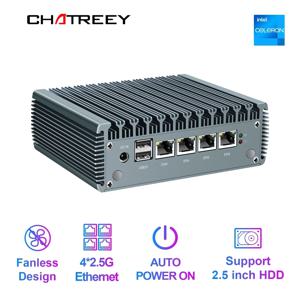 Chatreey 2.5G pfSense 방화벽 인텔 펜티엄 N4000 4 * 인텔 i225 닉스 소프트 라우터 DDR4 팬리스 미니 PC OPNsense VPN 서버