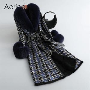 Aorice-토끼털 란지 코트 자켓 여우털 칼라 코트 파카 트렌치 CT287 여성용, 오버사이즈, 겨울