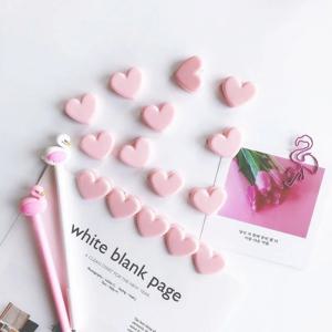6Pcs 귀여운 플라스틱 핑크 러브 하트 플래너 종이 클립 북마크 Kawaii 학교 문구 새로운 사무실 가제트 데스크 액세서리