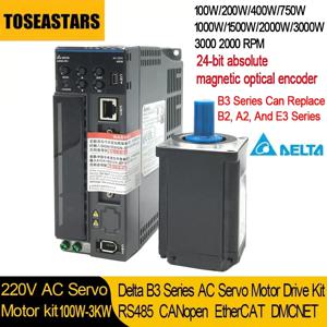 델타 B3 220V AC 서보 모터 드라이브 키트, 400W 750W 40 60 80 130 180mm, 플랜지 24 비트 앱솔루트 교체, B2 A2 E3 펄스 입력 이더캣