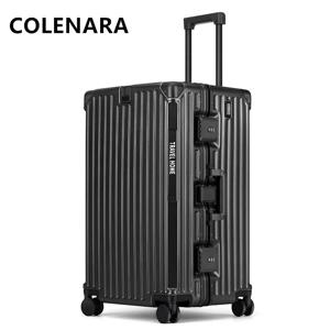 COLENARA 롤링 슈트케이스, 대용량 알루미늄 프레임 트롤리 케이스, 트롤리 가방, USB 충전 핸드 수하물, 24 인치, 26 인치, 28 인치, 30 인치