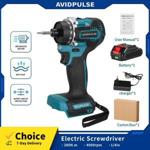 AvidPulse 20+1 토크 1/4인치 브러시리스 전기 스크루드라이버 무선 280N.m Makita 18v 배터리용 전기 드릴 전동 공구