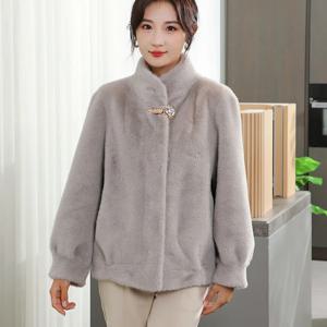 여성용 모조 밍크 모피 코트, 여성용 재킷, 스탠드 칼라, 따뜻한 코트, 가을, 겨울, 신상