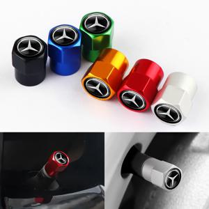 4pcs 자동차 바퀴 타이어 밸브 모자 로고가있는 줄기 케이스 메르세데스 벤츠 W204 W205 Amg Smart Fortwo 451 W203 W202 Gla 용 자동 스타일링