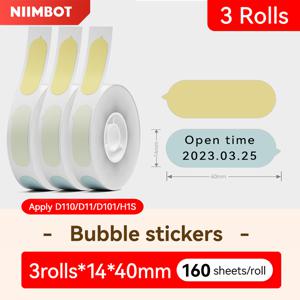 Niimbot D11 D110 D101 H1S 홈 오피스 프린터용 컬러 열 라벨 용지 자체 접착 스티커, 3 롤