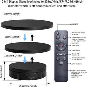 3 in1 전동 회전 디스플레이 스탠드 교체 커버 사진 제품용 360 전자 턴테이블(리모콘)