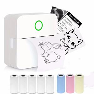 미니 휴대용 프린터 무잉크 스티커 메이커, 프리 컷 소형 포켓 프린터, 포토 저널 노트 메모용 휴대용 열 프린터
