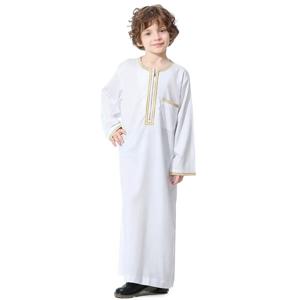 십대 무슬림 어린이 소년 Jubba Thobe Robes 아랍어 이슬람 중동 두바이 사우디 카프탄 긴 소매 라마단 디쉬다샤 의류