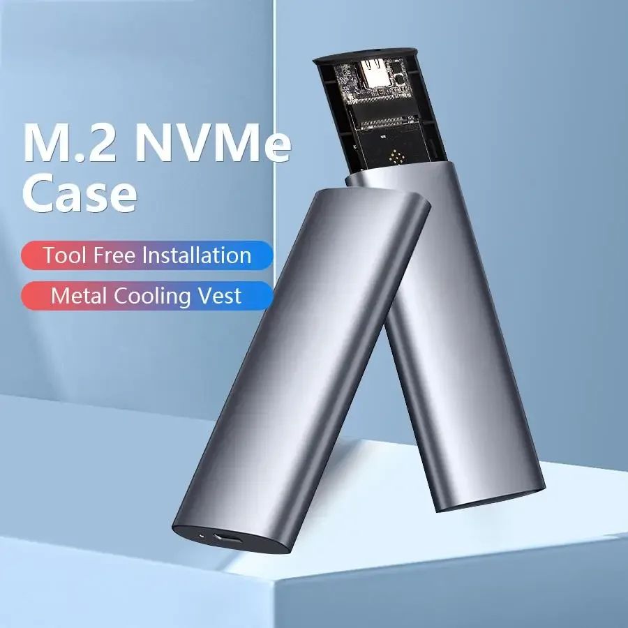 M.6 하드 디스크 박스 3.1 듀얼 프로토콜 NVME/NGFF SATA SSD 타입-C 3.1 디스크 도구 무료 M.2 SSD 케이스 내장 금속 방열판