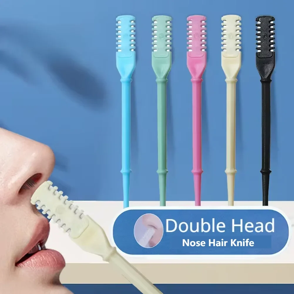 5세트 코털 제거기 코털 칼 360도 회전 수동 콧구멍 털 제거 도구 양면 칼날 남녀 공용