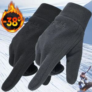 2024 남성 여성을위한 두꺼운 양털 장갑 겨울 따뜻한 열 전체 손가락 장갑 Outddor Windproof Running Skiing Cycling Mittens