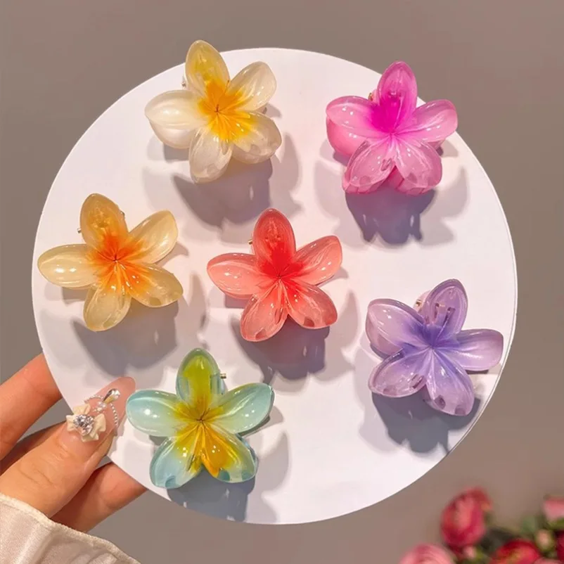 4PCS 패션 여성 꽃 헤어 클립 휴가 보헤미아 계란 꽃 헤어 클립 바레트 소녀 대형 머리핀 헤어 액세서리.