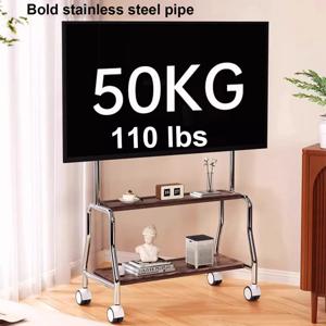 32-75인치 LCD LED 평면/곡선 패널 스크린 TV용 롤링 플로어 모바일 TV 스탠드 TV 카트는 최대 110Lbs를 보유합니다. VESA 600x400mm
