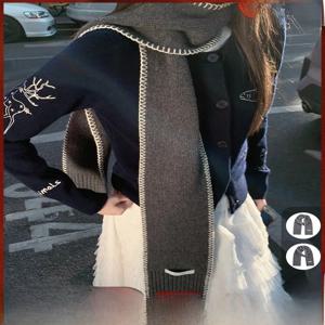 양모 스카프 겨울 봄 멀티플레이크 양모 양털 니트 털바느질 색상차기 스카프 목도리 목걸이 스카프