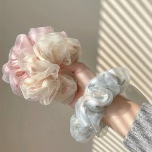 1/3/6pcs 우아한 실크 고무줄 헤어 밴드 소녀 컬러 Scrunchies 헤어 넥타이 숙녀 포니 테일 홀드 헤어 액세서리 헤어 활 소녀