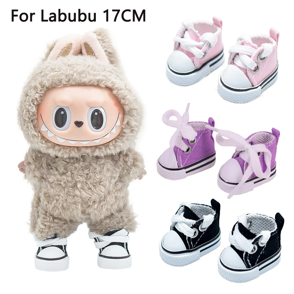 라부부 17cm 봉제인형용 단색 패션 캔버스 신발, 라부부 3 2 1 인형 액세서리, 여자아이 장난감, 생일 선물