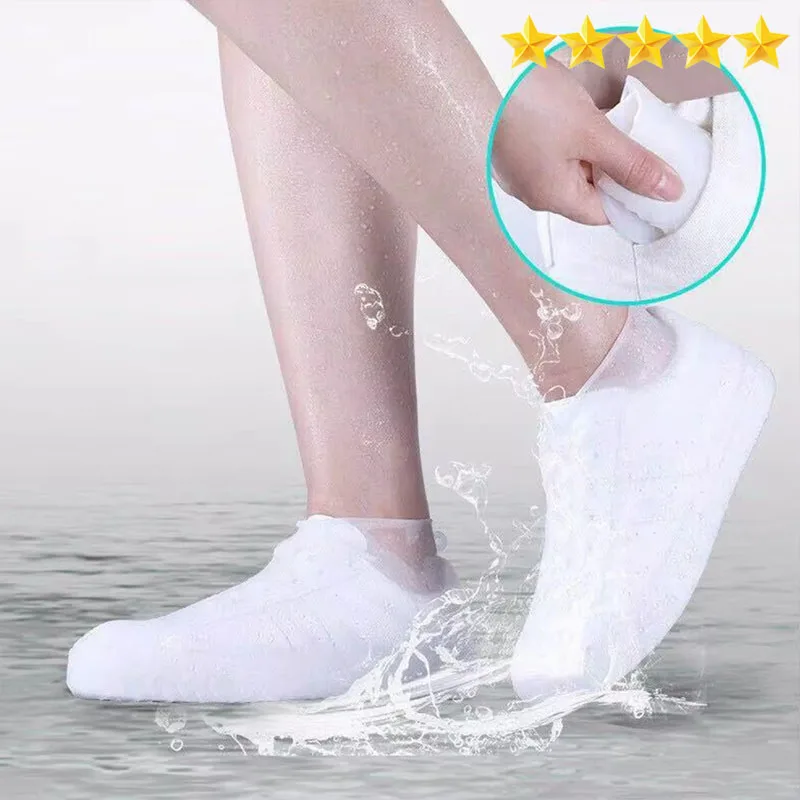 【핫 세일】 방수 실리콘 신발 커버 보호대 야외 비오는 날을 위한 재사용 가능한 미끄럼 방지 내마모성 레인 슈즈 커버
